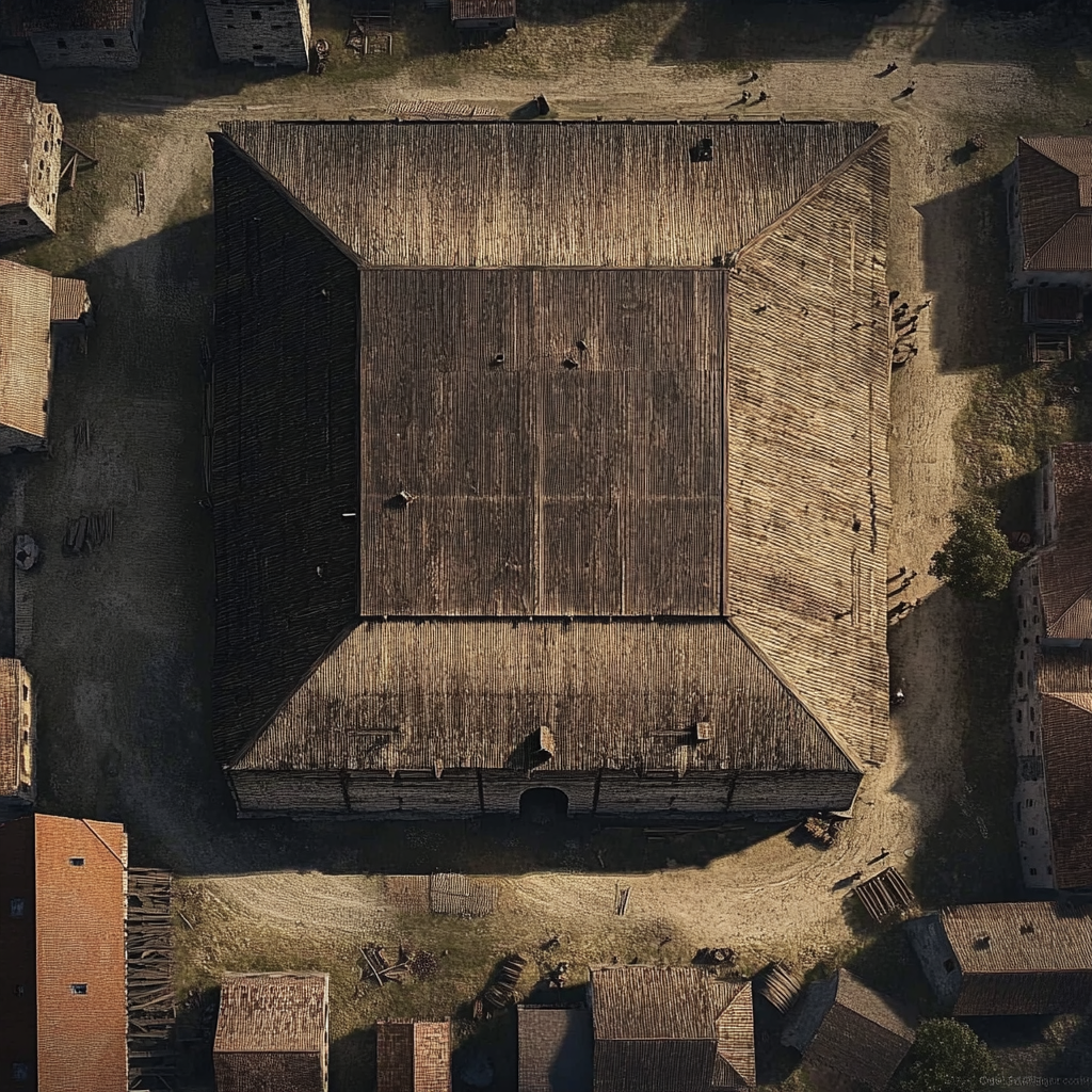 A big medieval granary in a small town