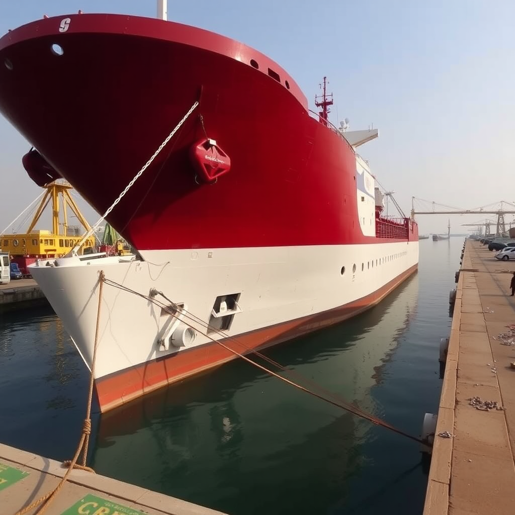 A big ship in Chabahar Port.