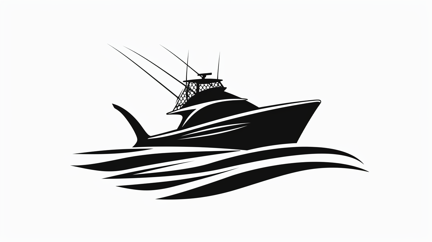 A black boat pulling net on white background.