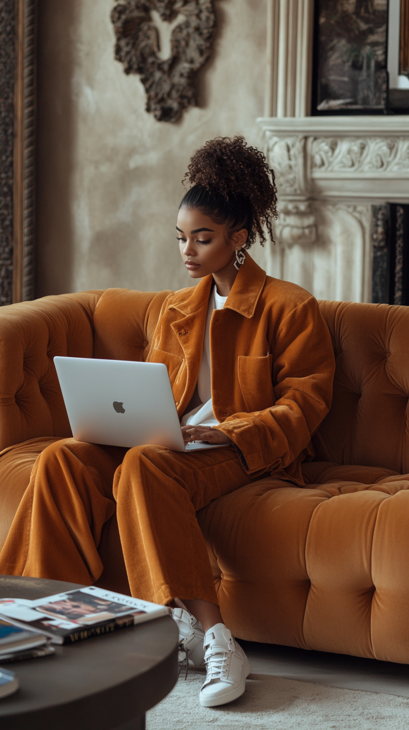 A business person working at stylish, cozy office