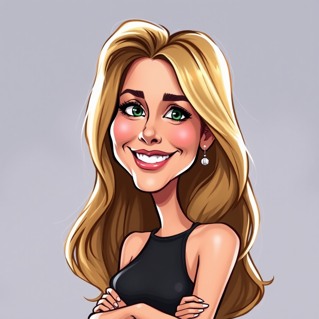 A cartoon caricature of Jennifer Aniston.