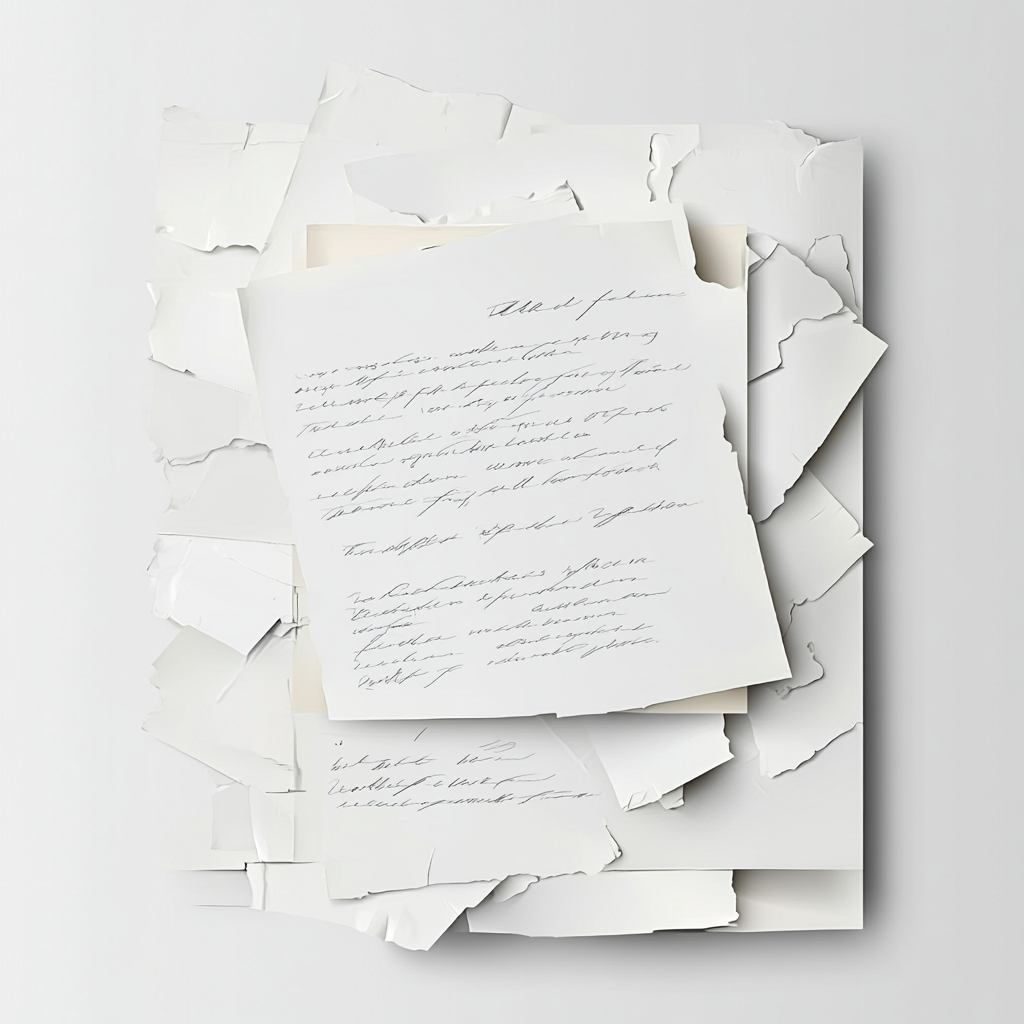 A clean white paper with handwritten text