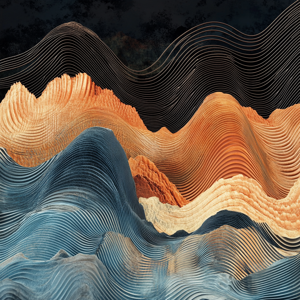 A colorful, detailed sound wave in rough texture