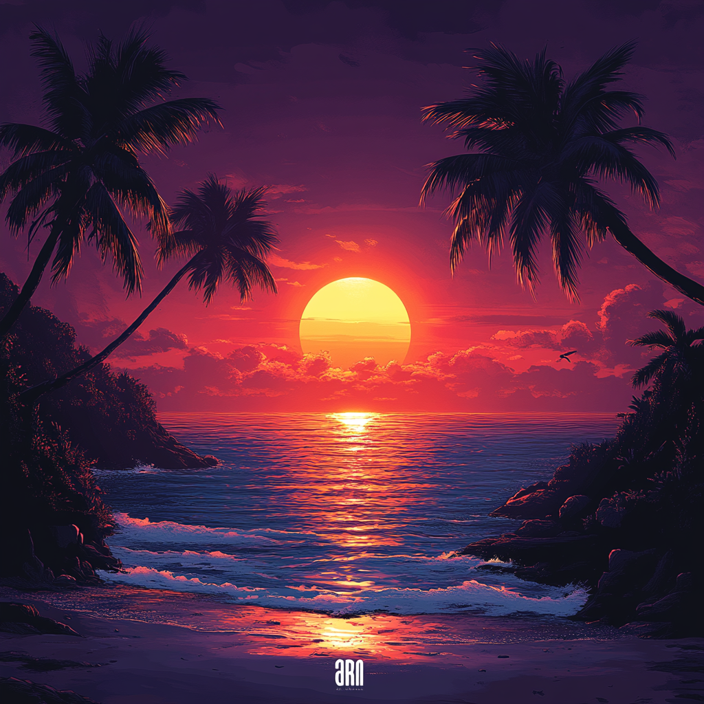 A colorful beach sunset banner for SoundCloud.