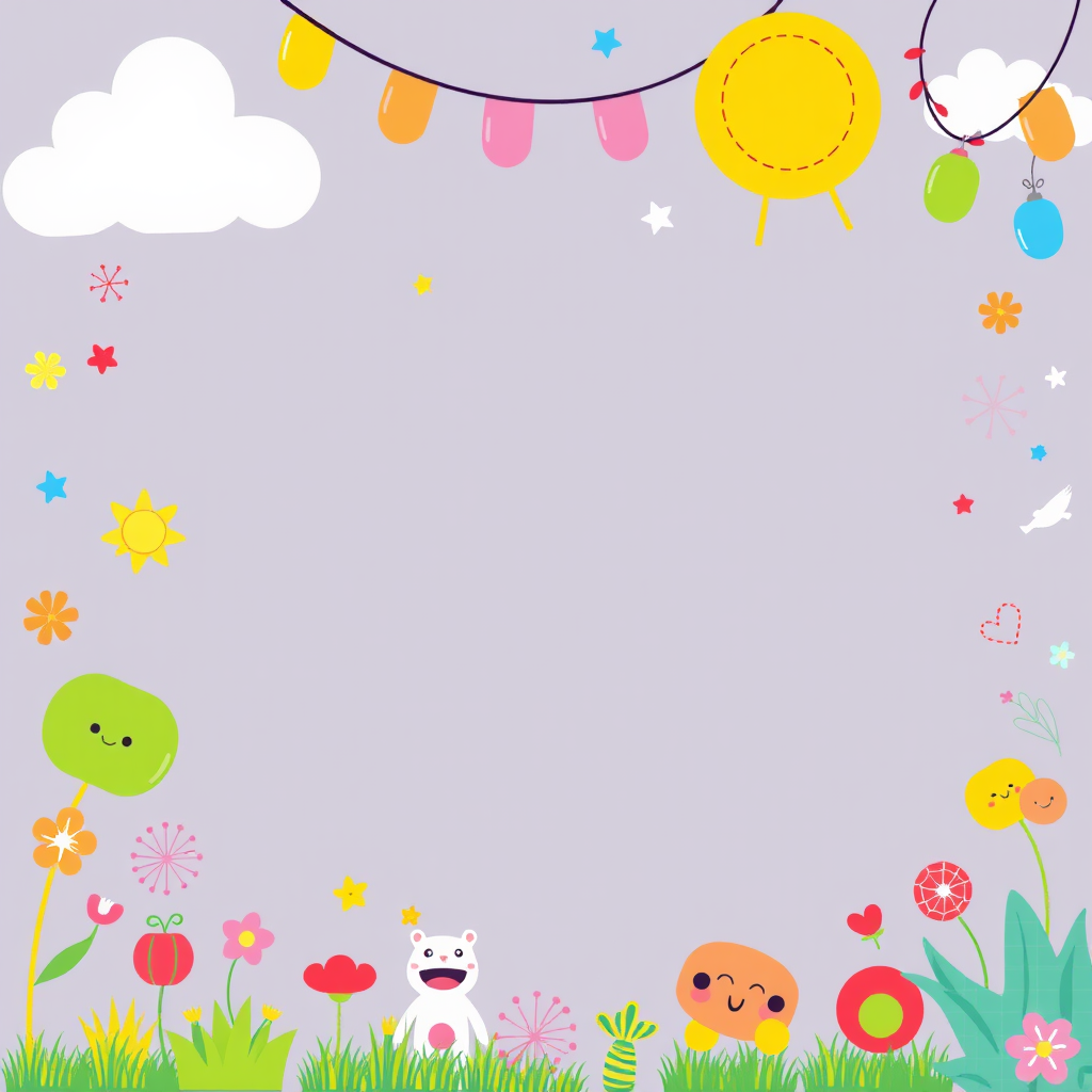 A colorful border with children's theme.