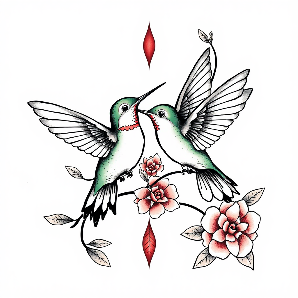 A colorful hummingbird tattoo design for arm.