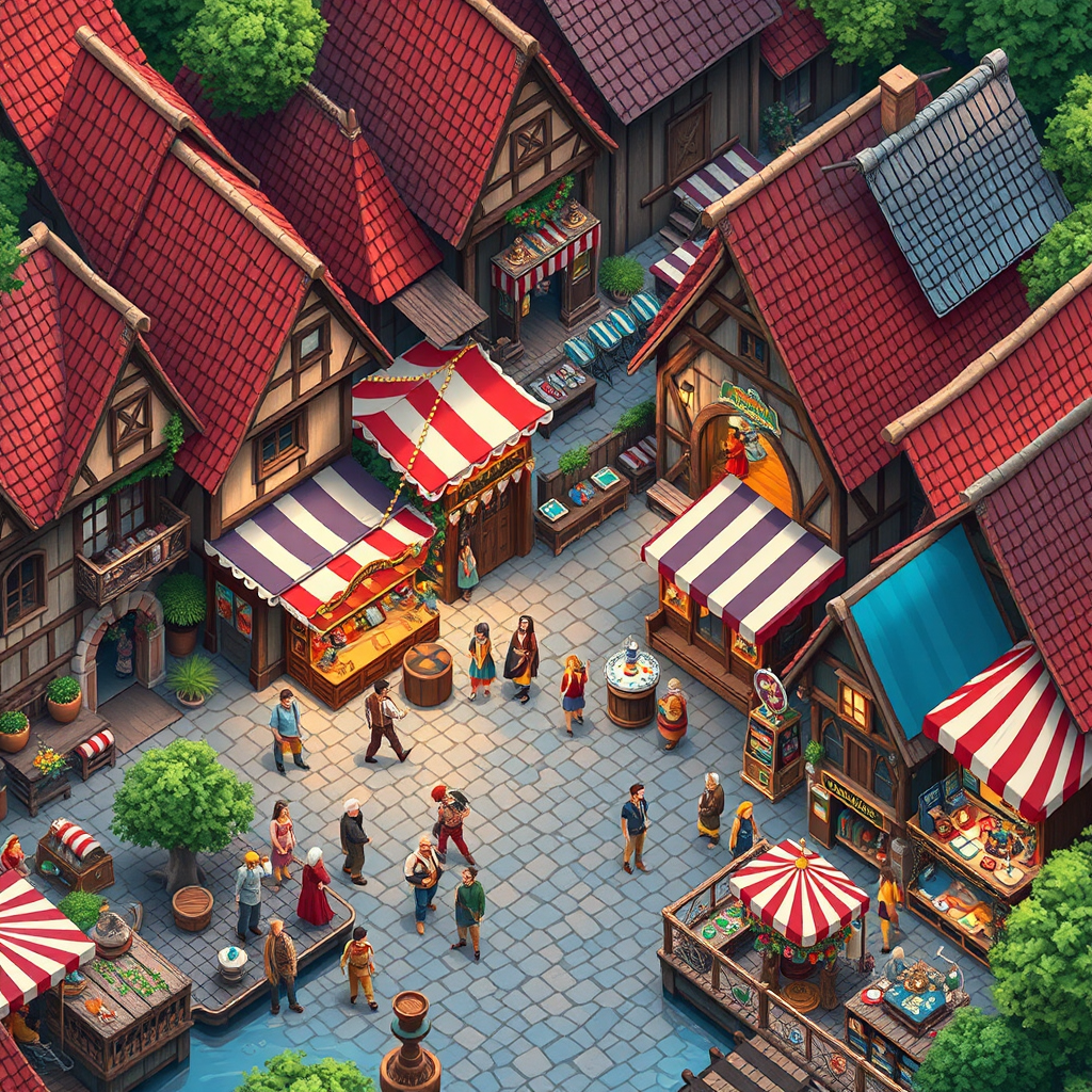 A colorful old Viking village carnival with hidden objects.