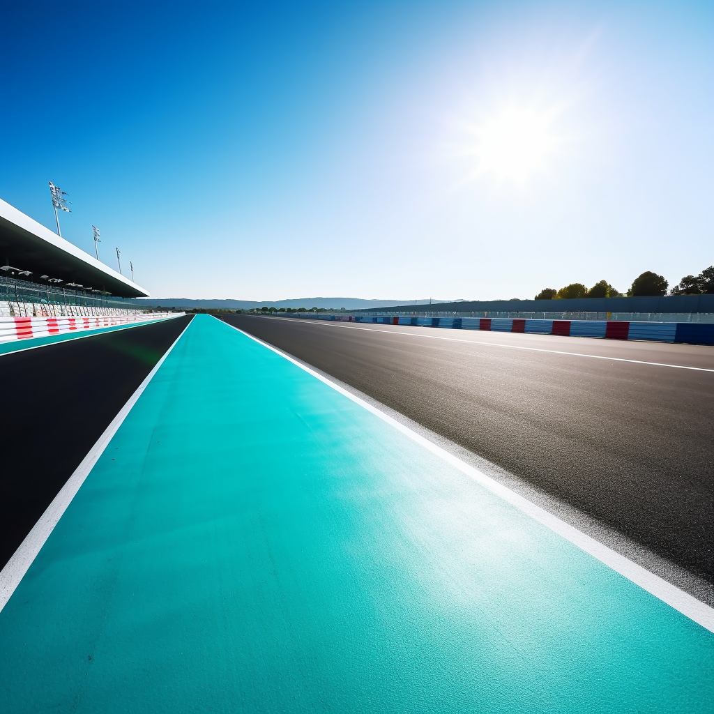 A colorful race track under the bright sky