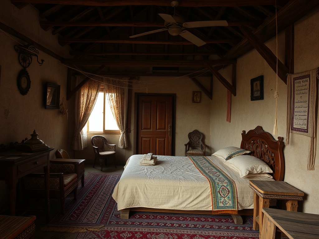 A cozy Pakistani village bedroom in real shot.