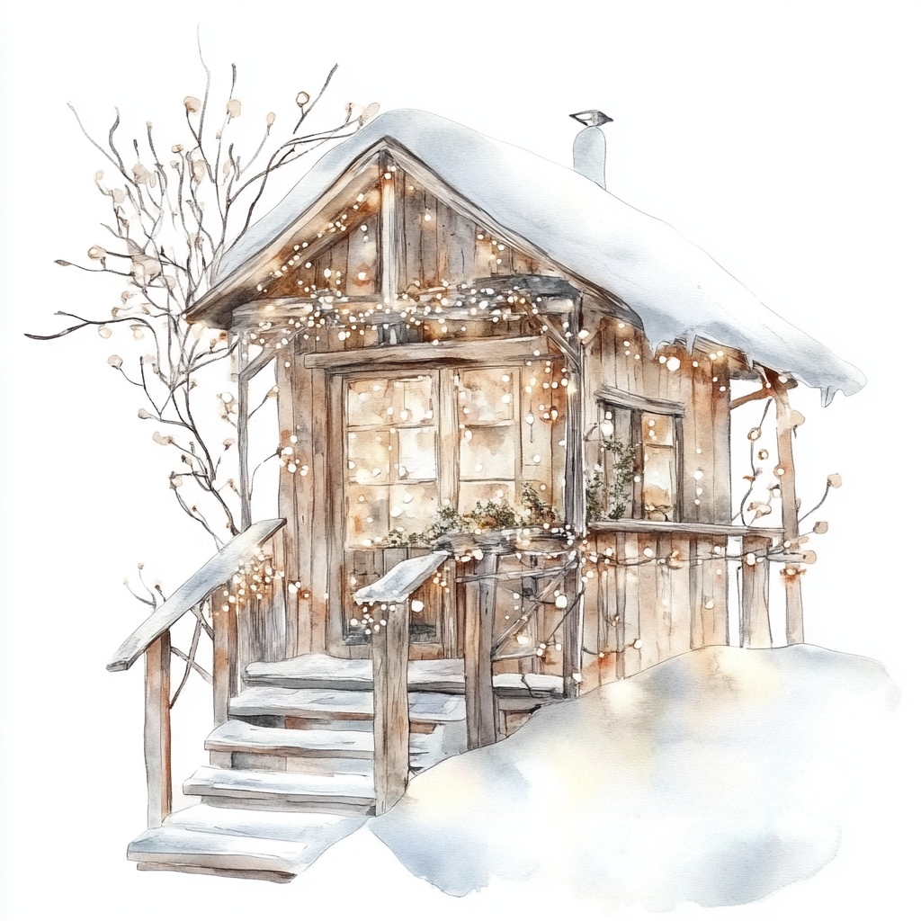 A cozy winter house decorated for Christmas