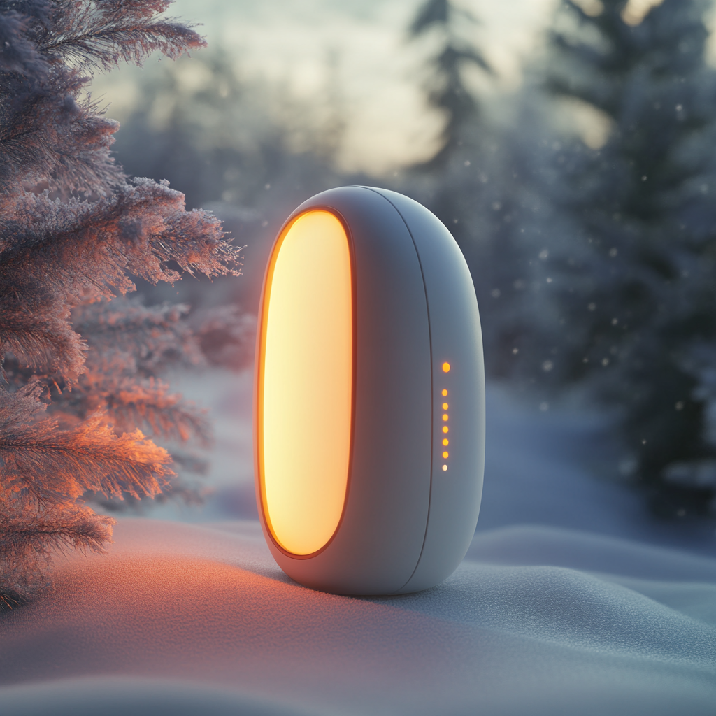 A cozy winter scene with a sleek hand warmer