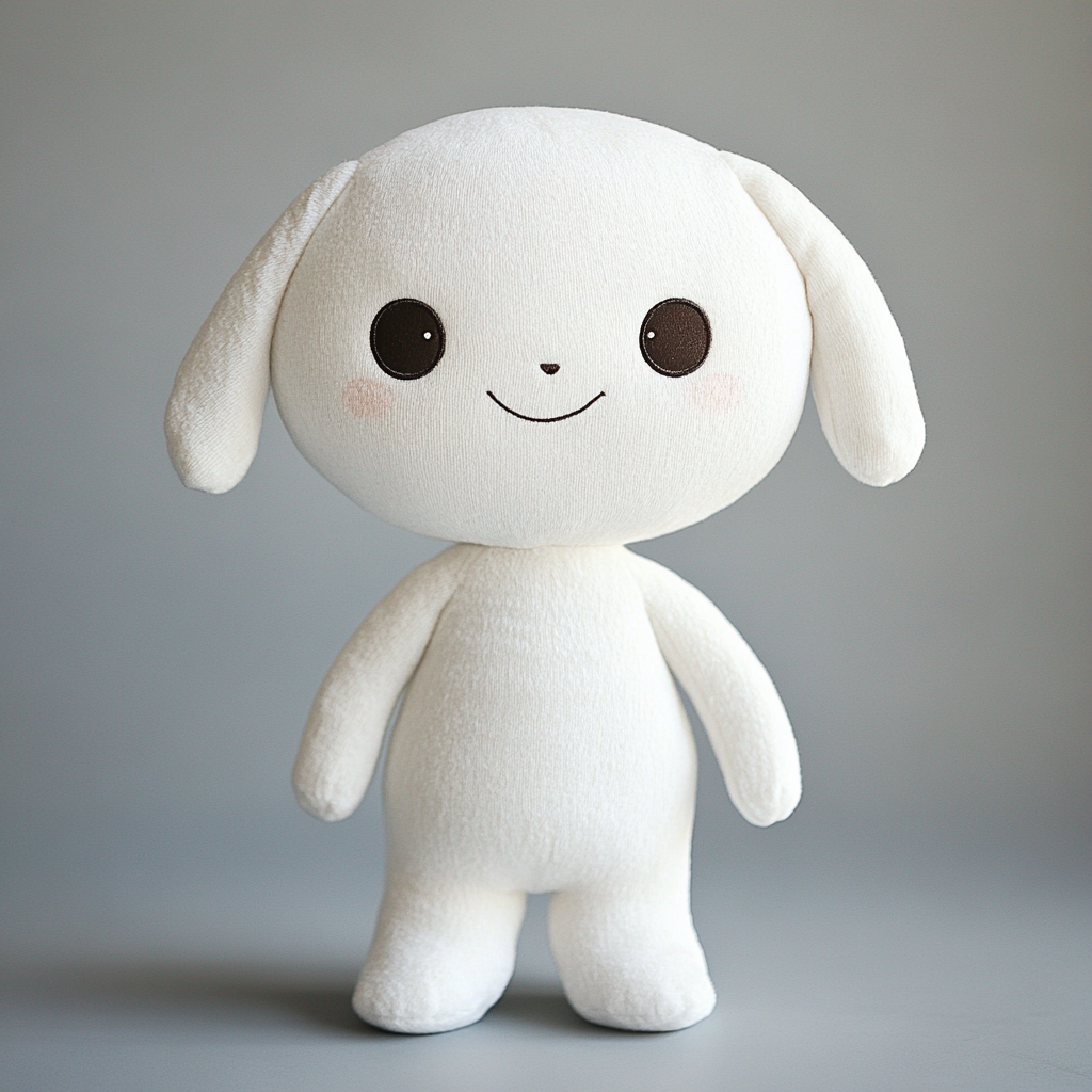 A cute plush doll with sparkling eyes