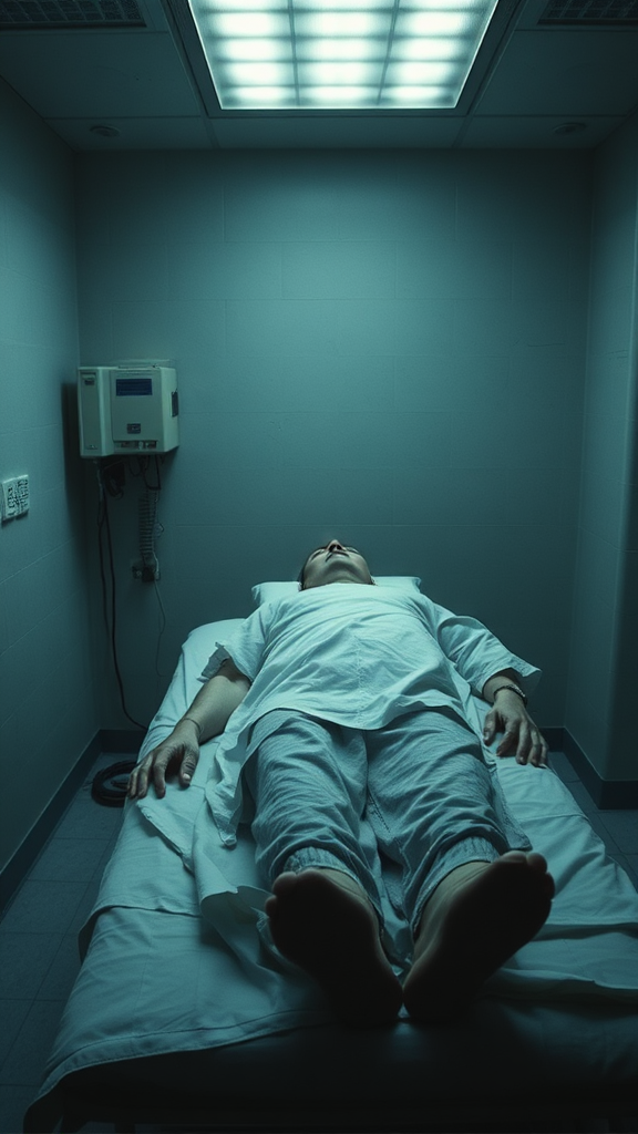 A dead body in the hospital morgue.