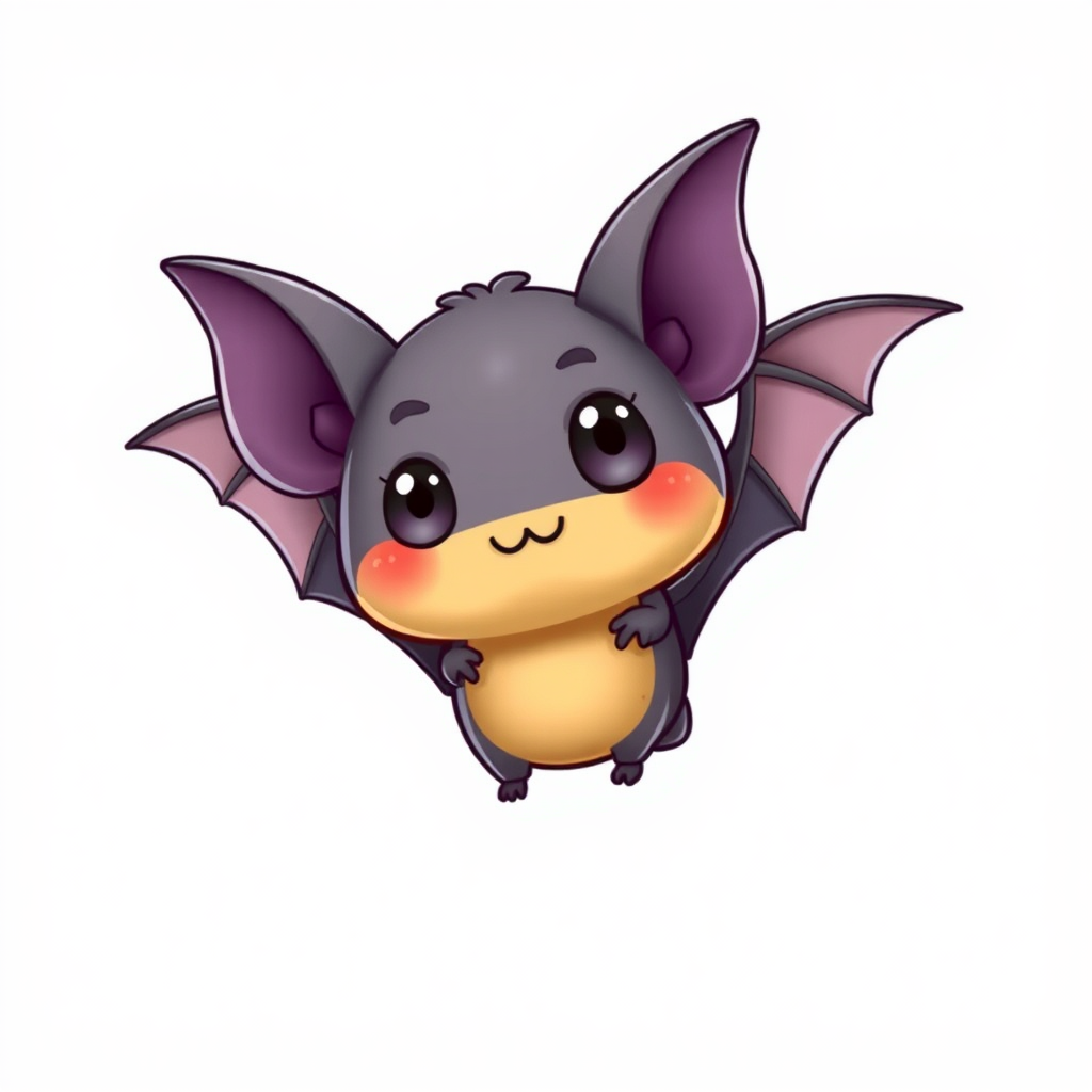 A detailed 3D chibi bat clipart on white.