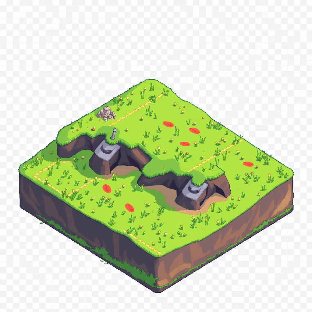 A detailed sprite sheet showing a grassy landscape.