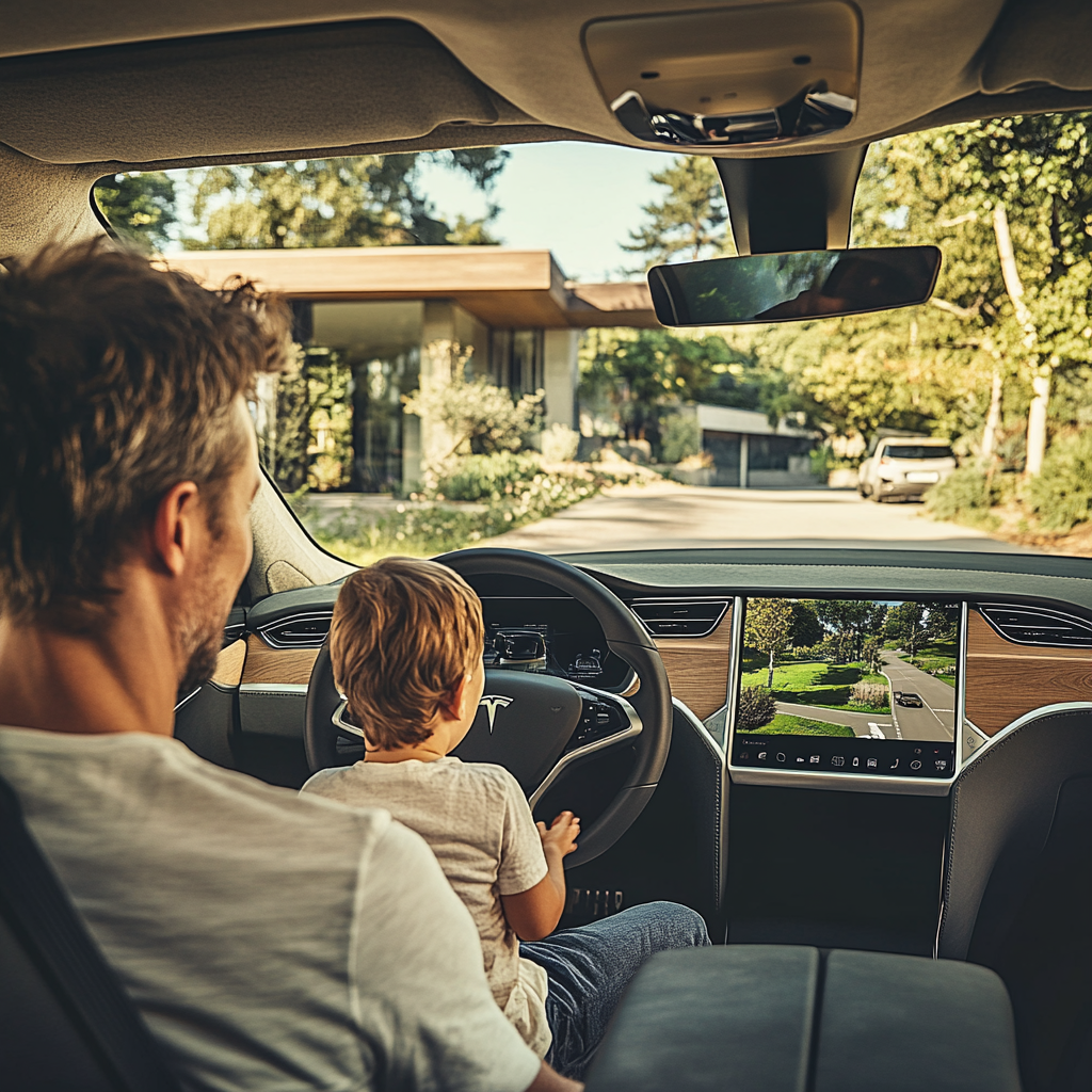 A driver uses AR device for simulated autonomous driving