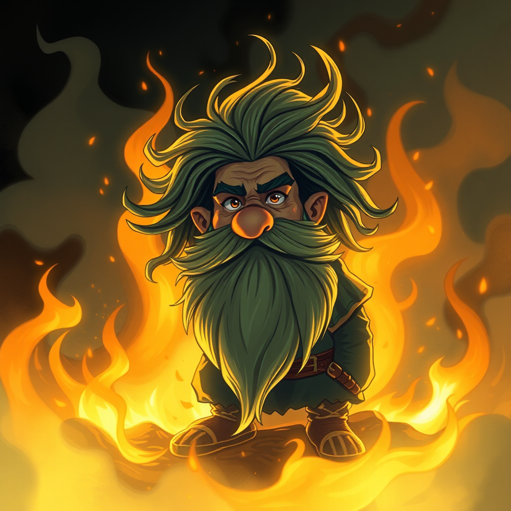 A dwarf with fiery hair and beard.