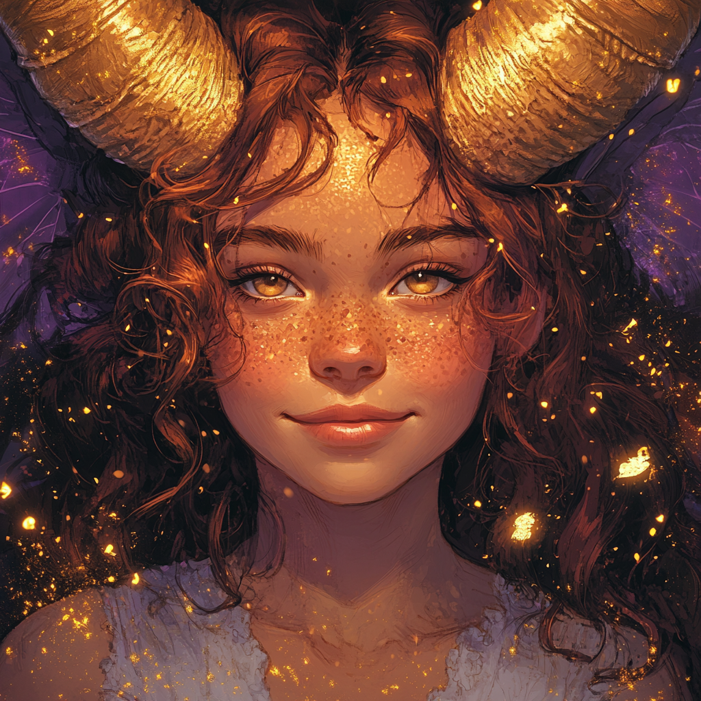 A fairy child with magical copper skin and wings.