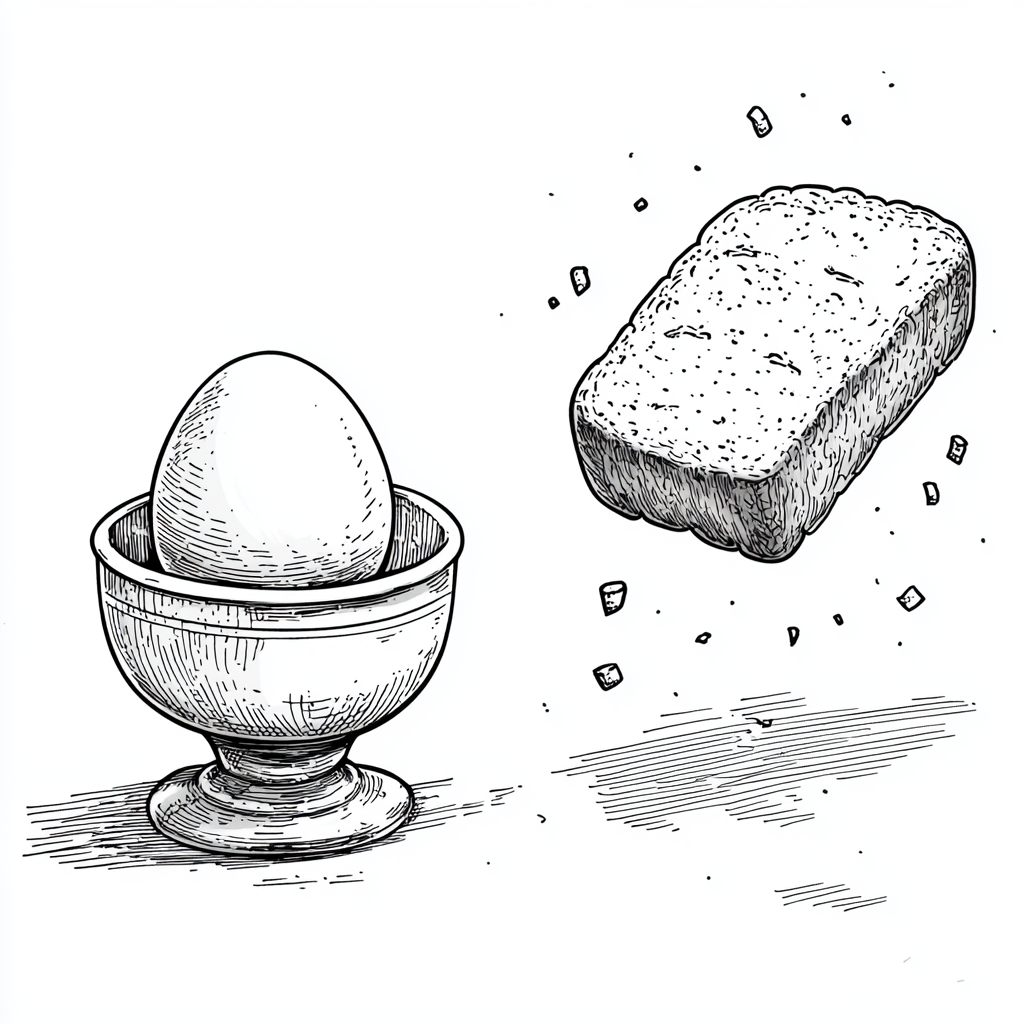 A falling bread and egg in cup, Coloring Book