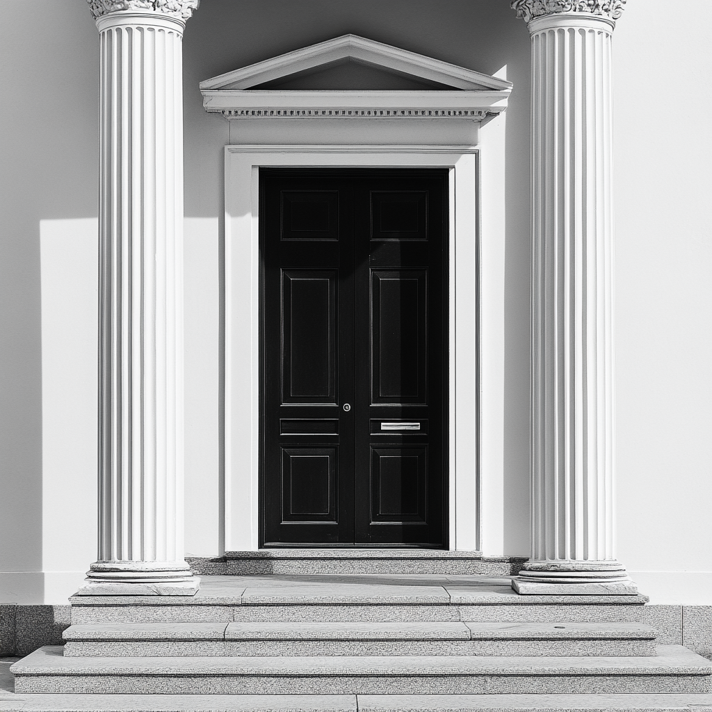 A financial firm logo inspired by Greek architecture.