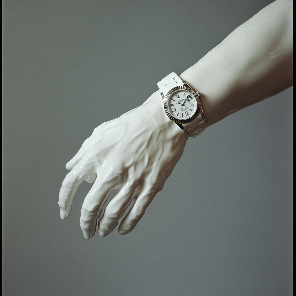 A floating hand with Rolex watch in studio