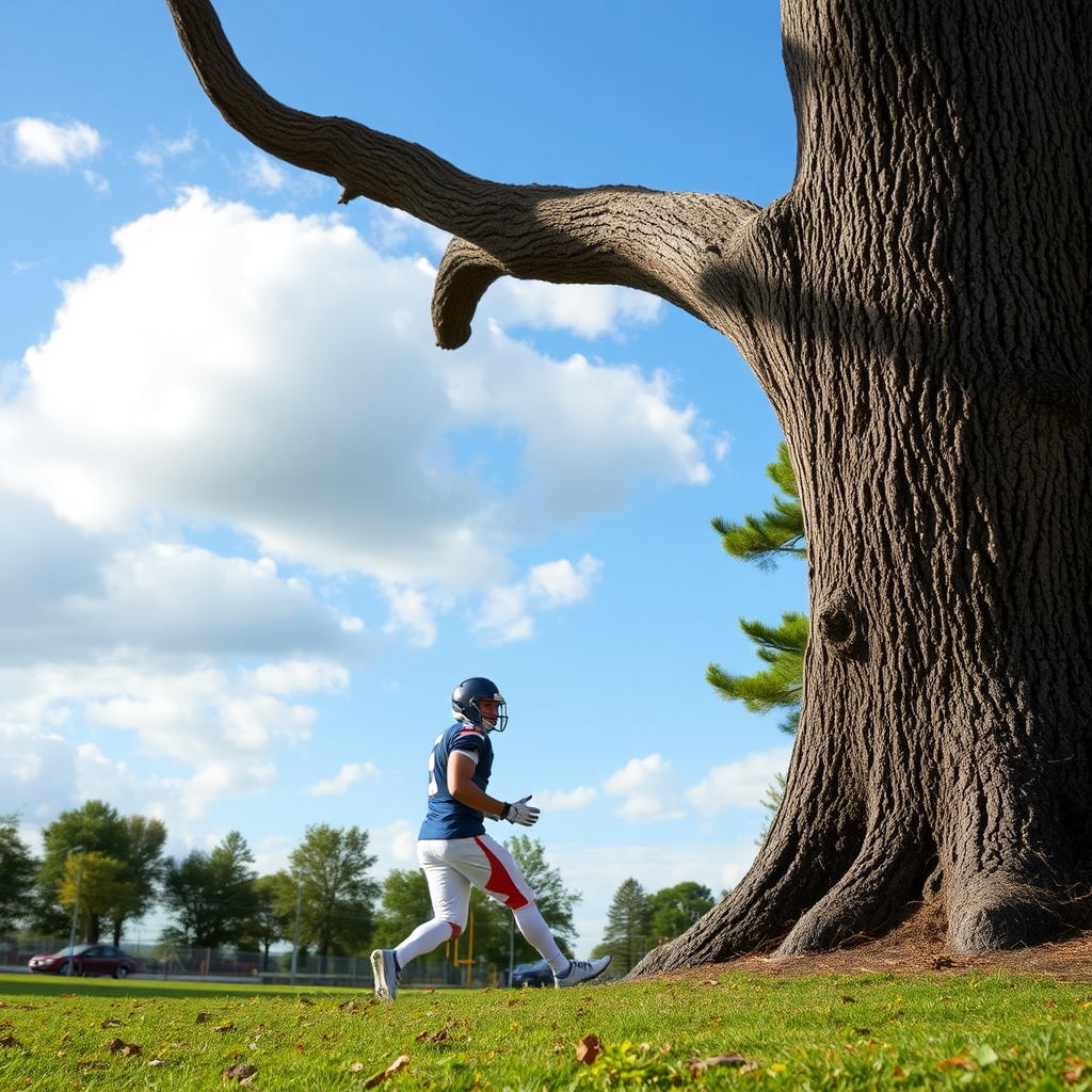 A football player with a trunk.