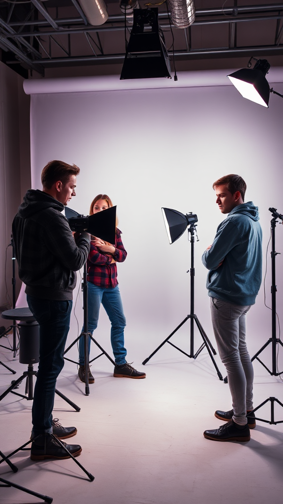 A fun Y2K-themed photoshoot in a studio.