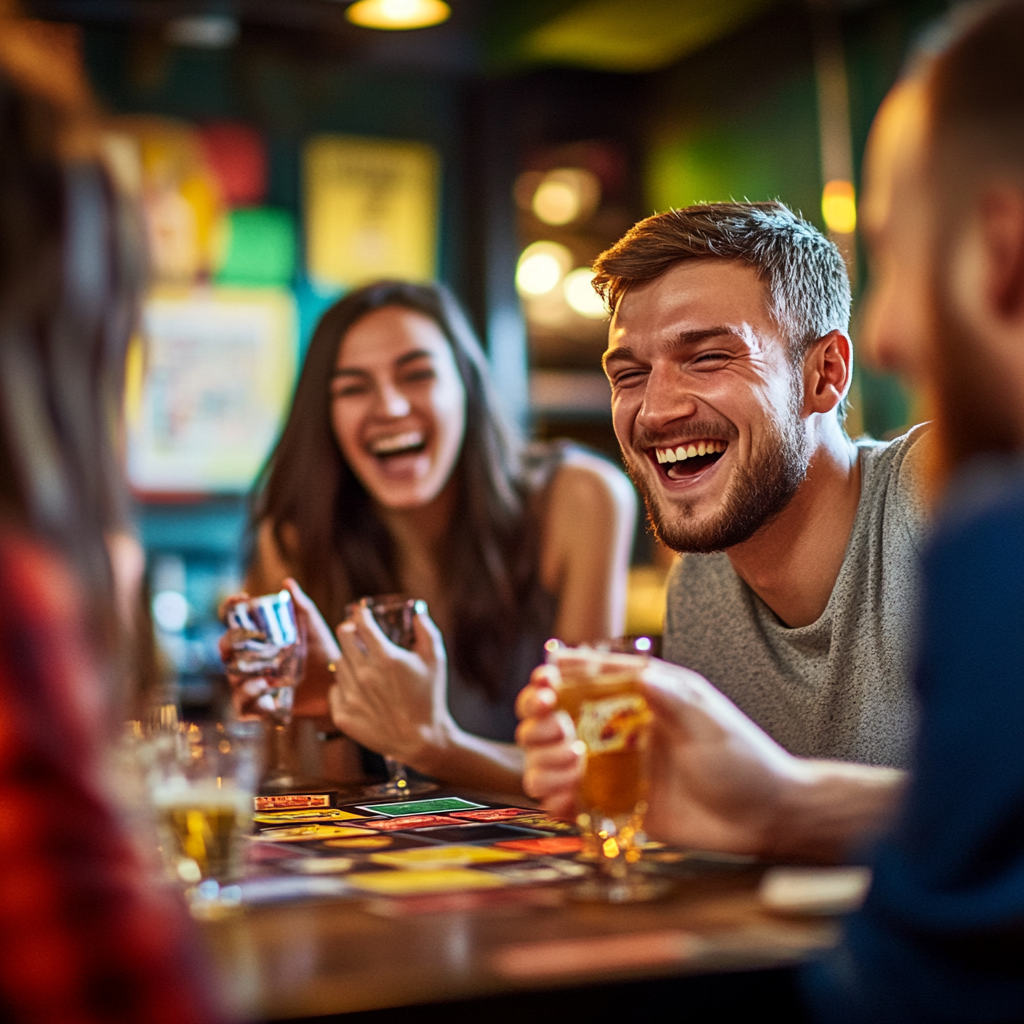 A fun trivia game at a cozy pub