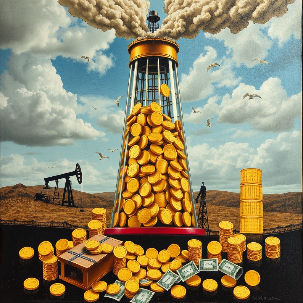 A funny oil tower with giant belly.