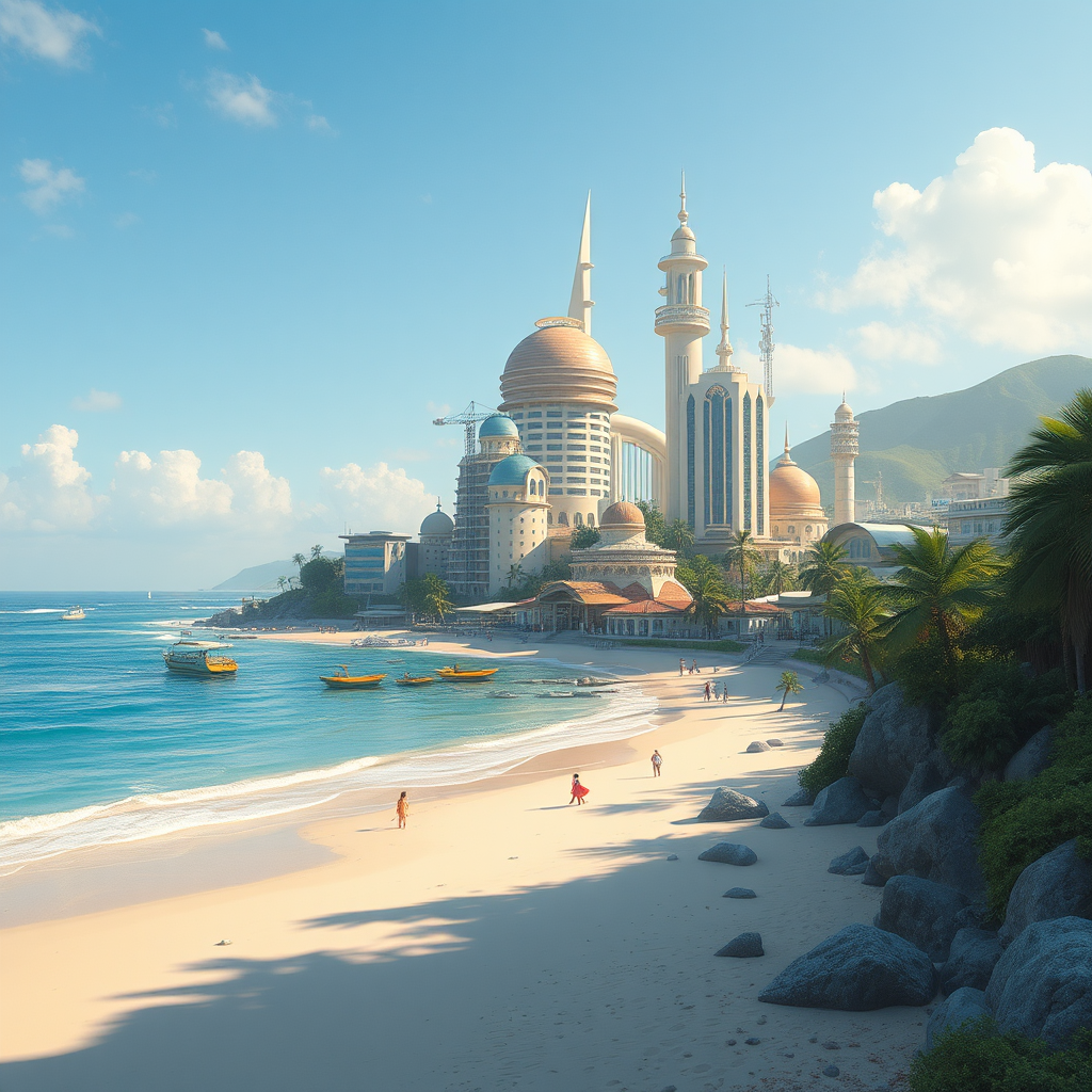 A futuristic city on the sunny coast.