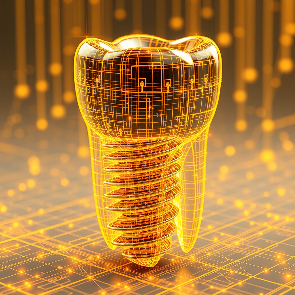 A futuristic digital dental implant in 3D model