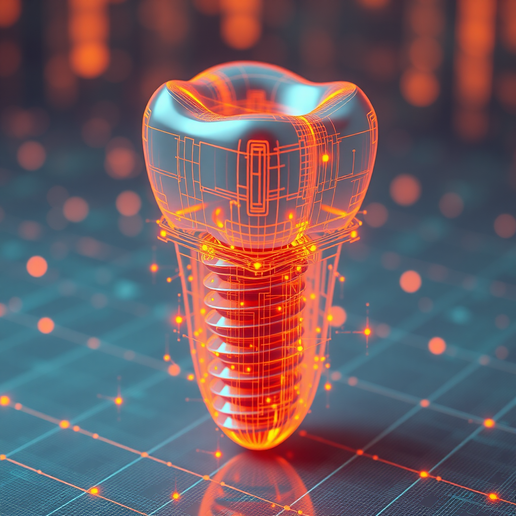 A futuristic digital dental implant in 3D