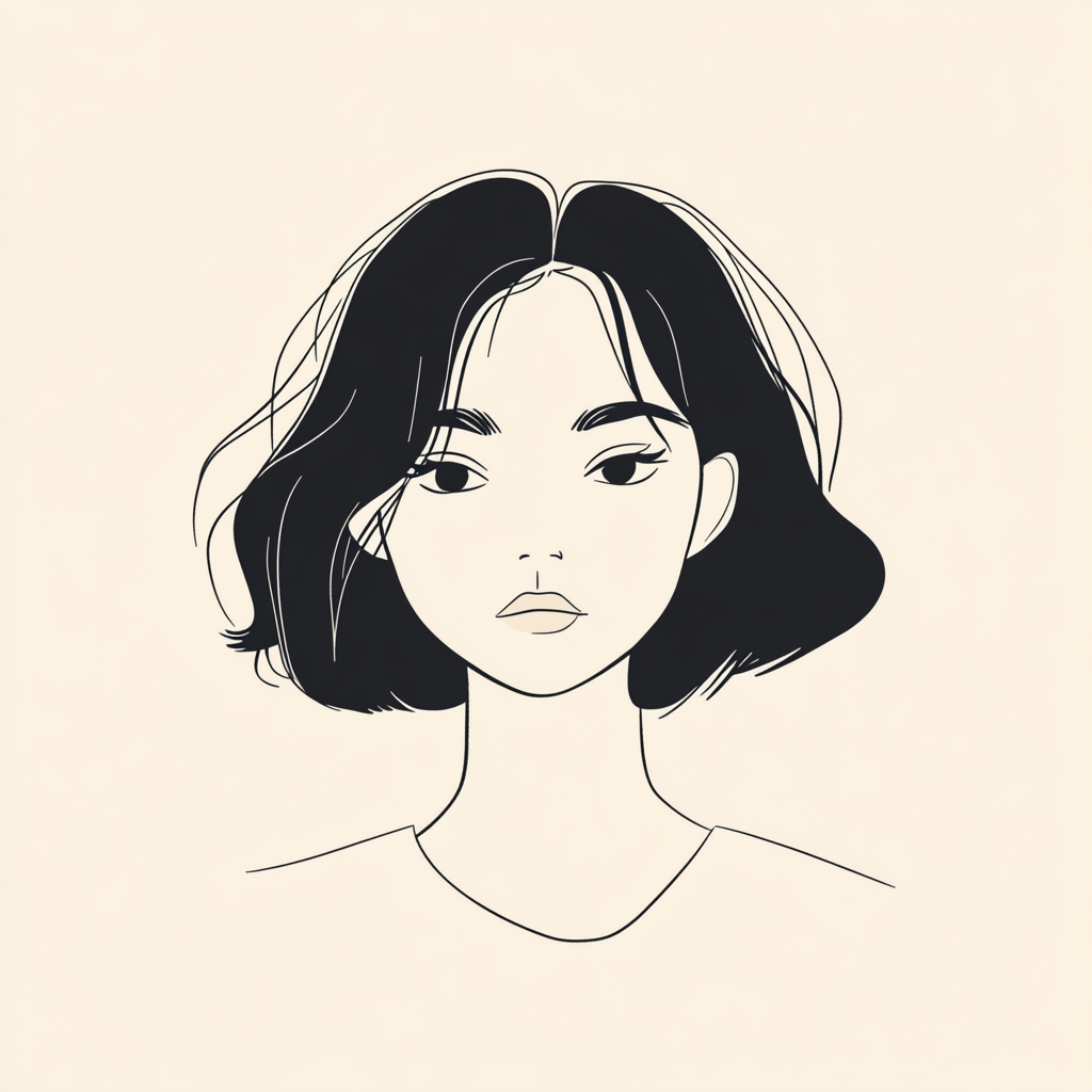 A gentle, shy face with minimalist style