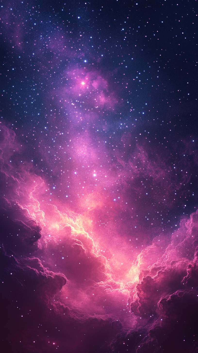 A gentle starry sky with pink, purple glow