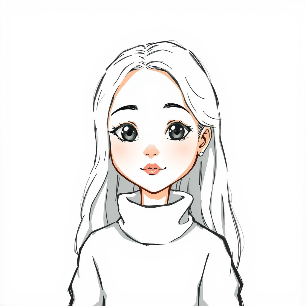 A girl painting in cartoon style on paper.