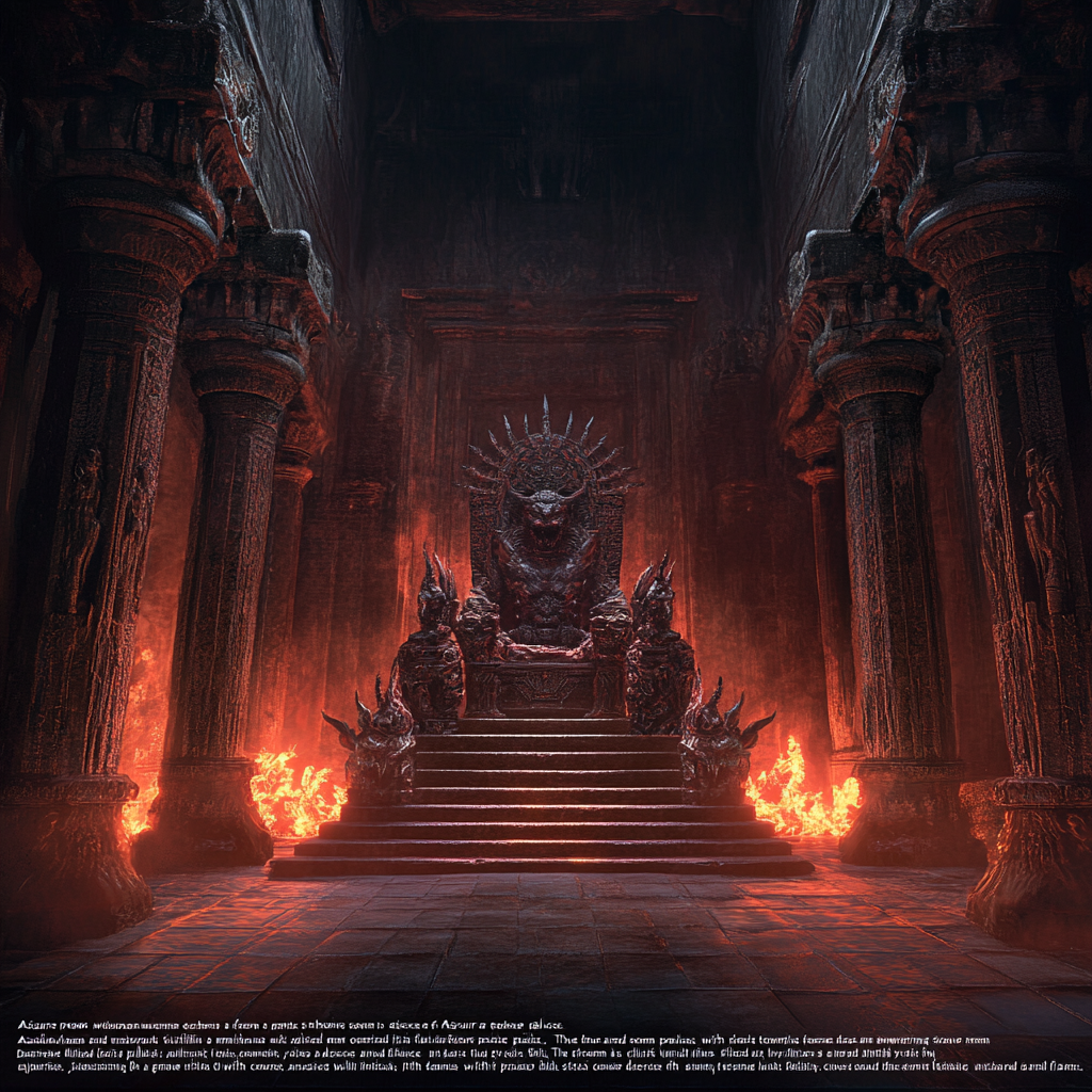 A grand, dark Asura throne room - captivating!