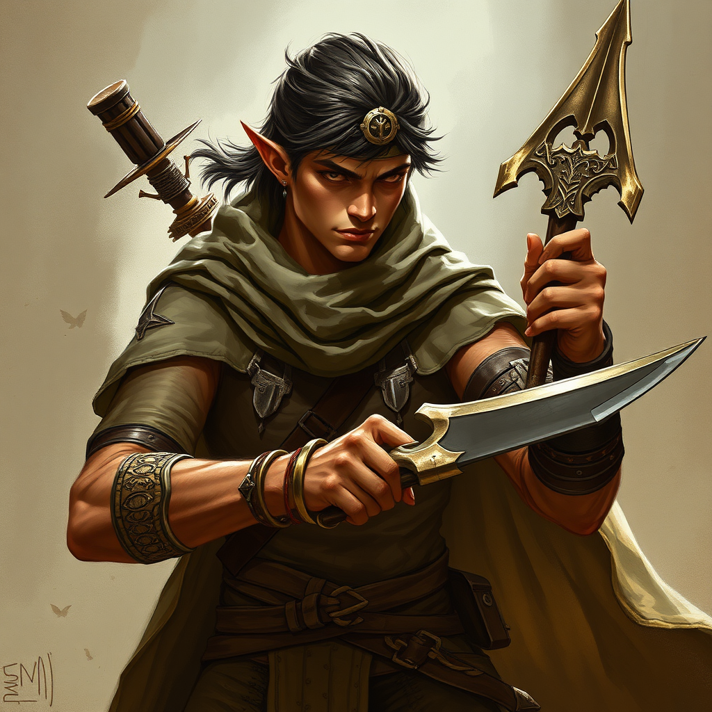 A half-elf ranger rogue in Egyptian fantasy land.