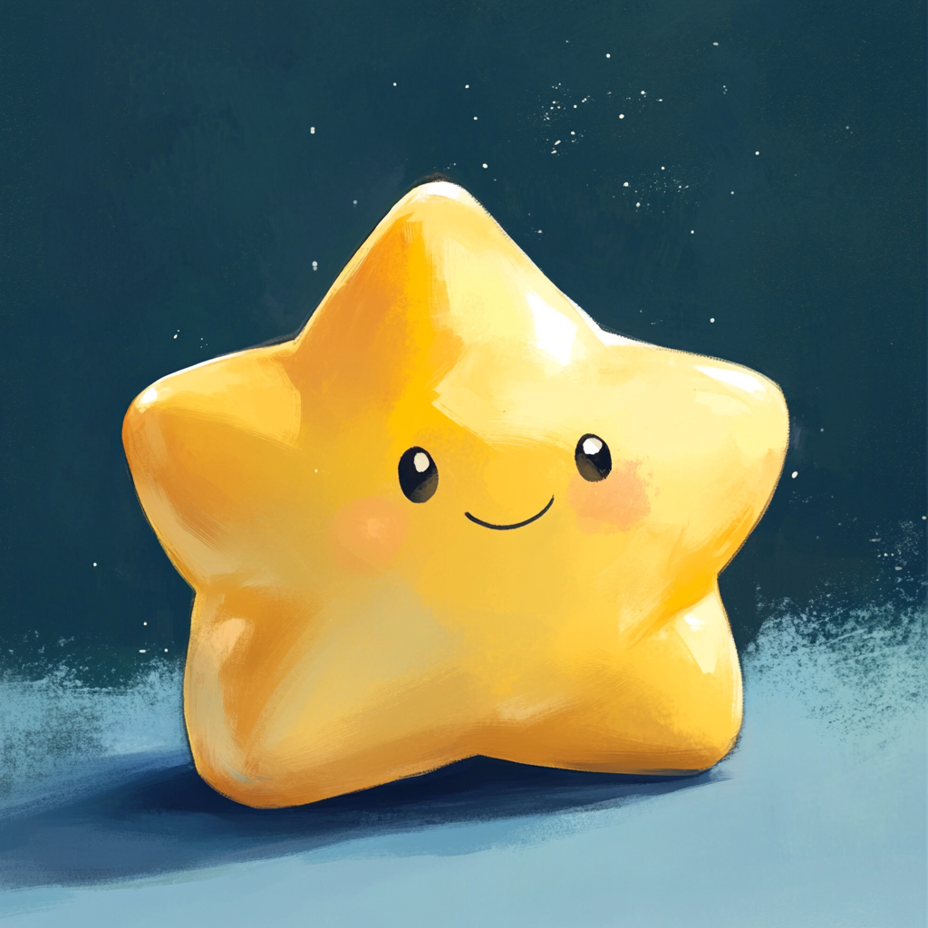 A happy, chubby yellow star-shaped balloon