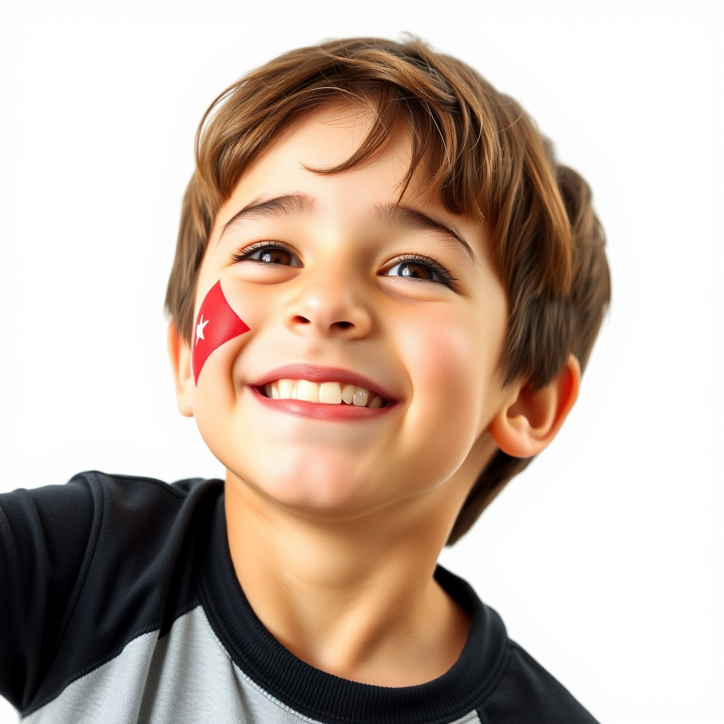 A happy Palestinian boy with flag.