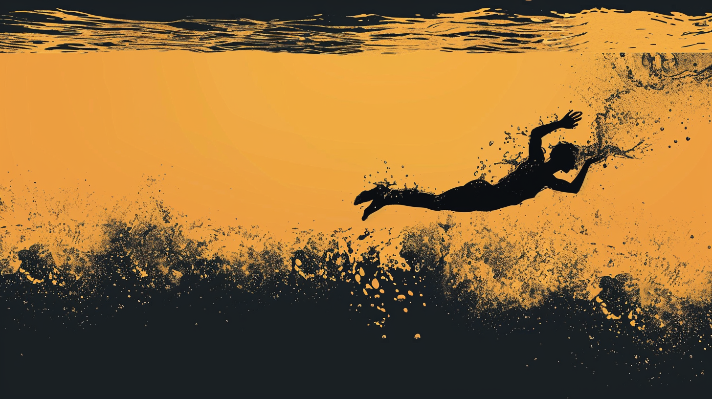 Black Silhouette of a man in water