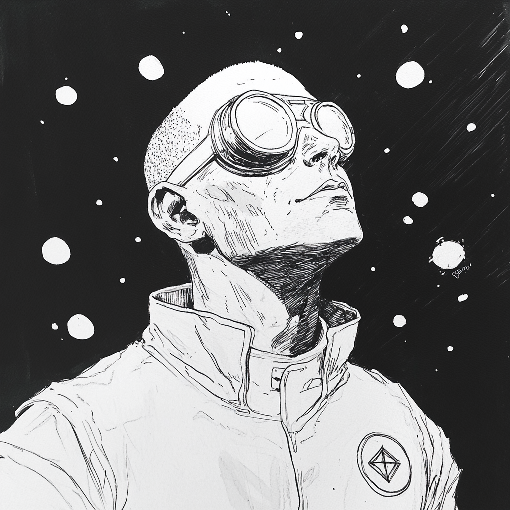 A man in sci-fi outfit with goggles