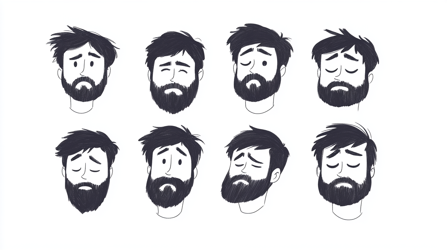 A man with a beard showing emotions