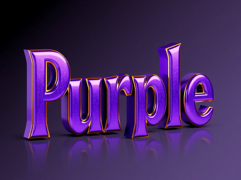 A metallic purple and gold outlined Purple text.