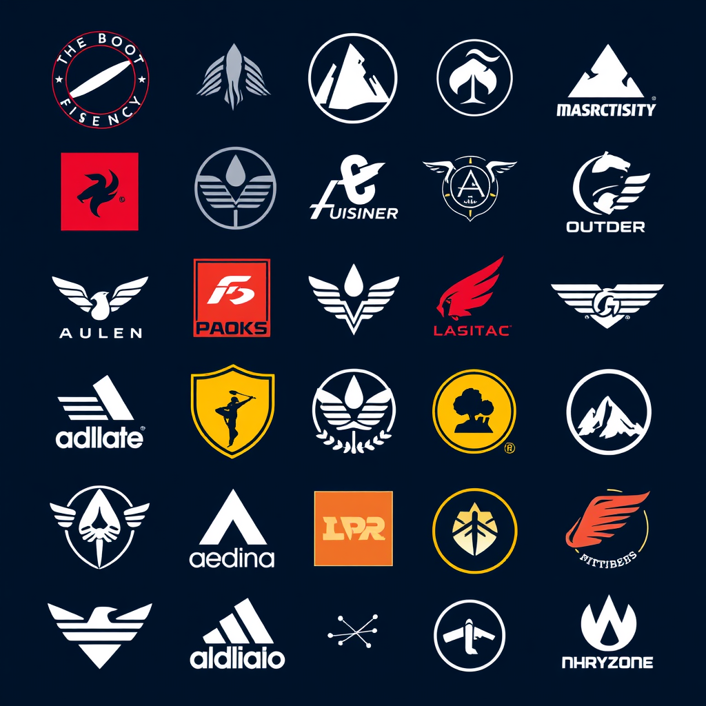 A mix of expensive brand logos for sports.