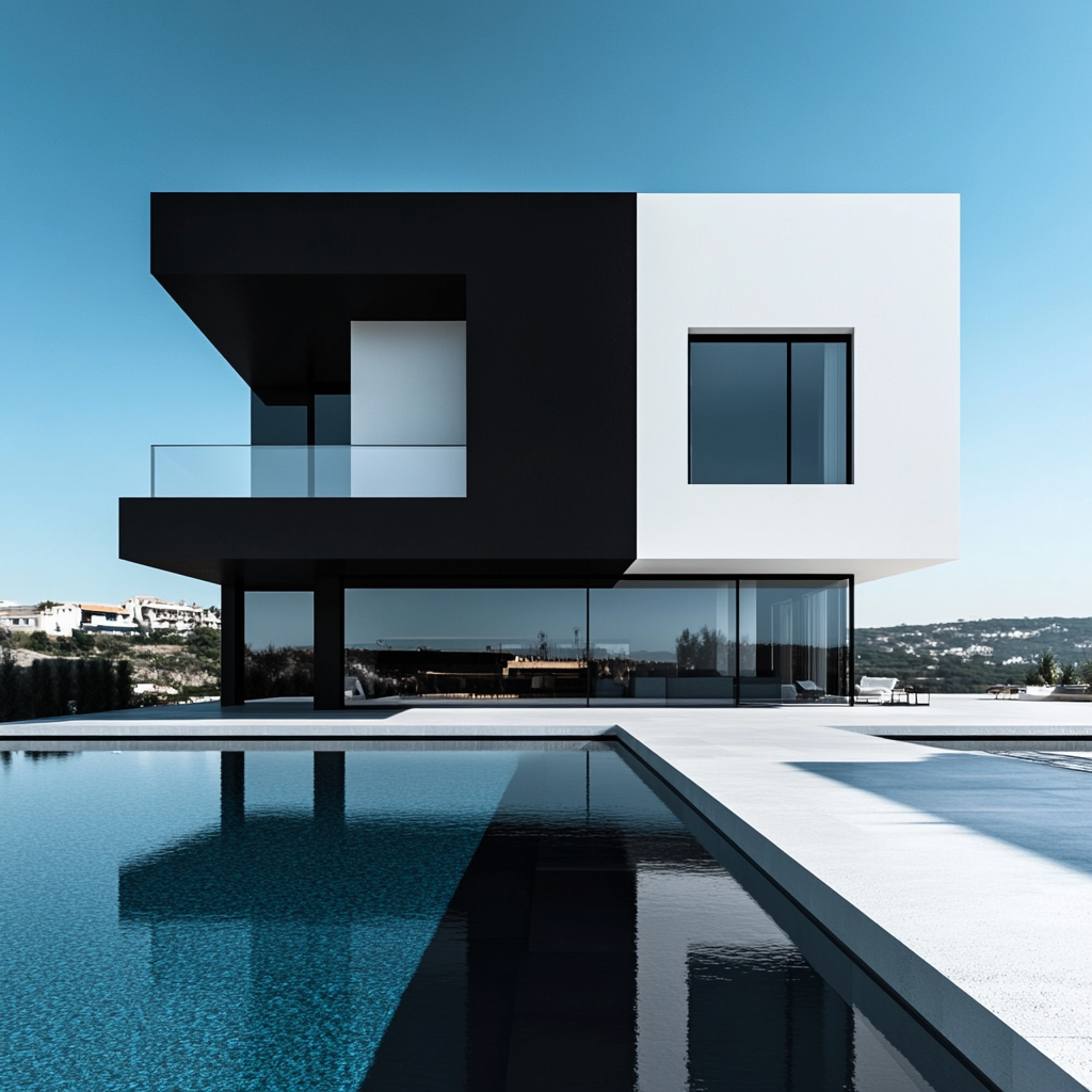 A modern and elegant house half built.