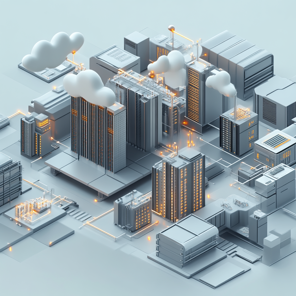 A modern data center blending servers and cloud.