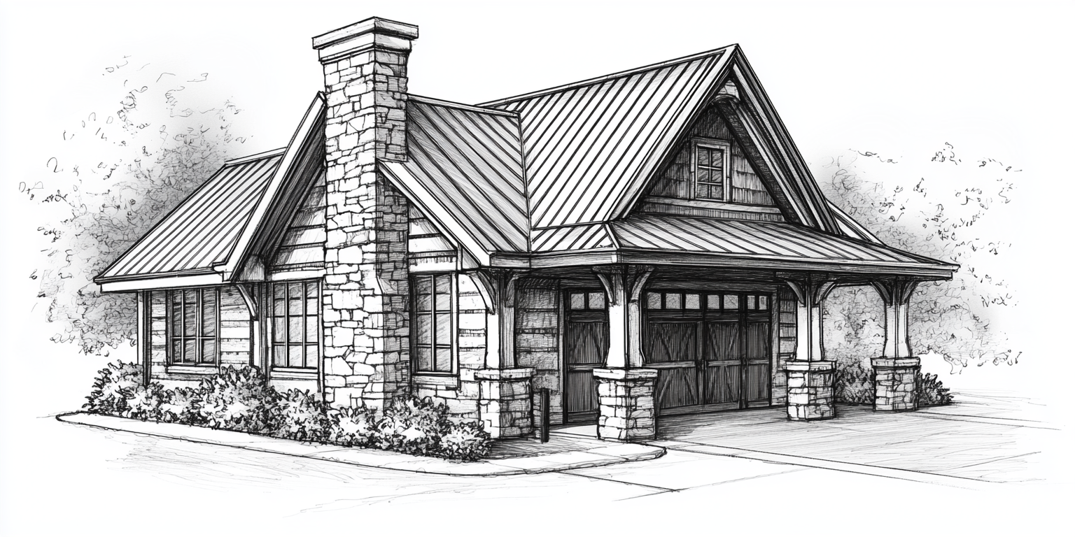 A modern farmhouse style fire station drawing