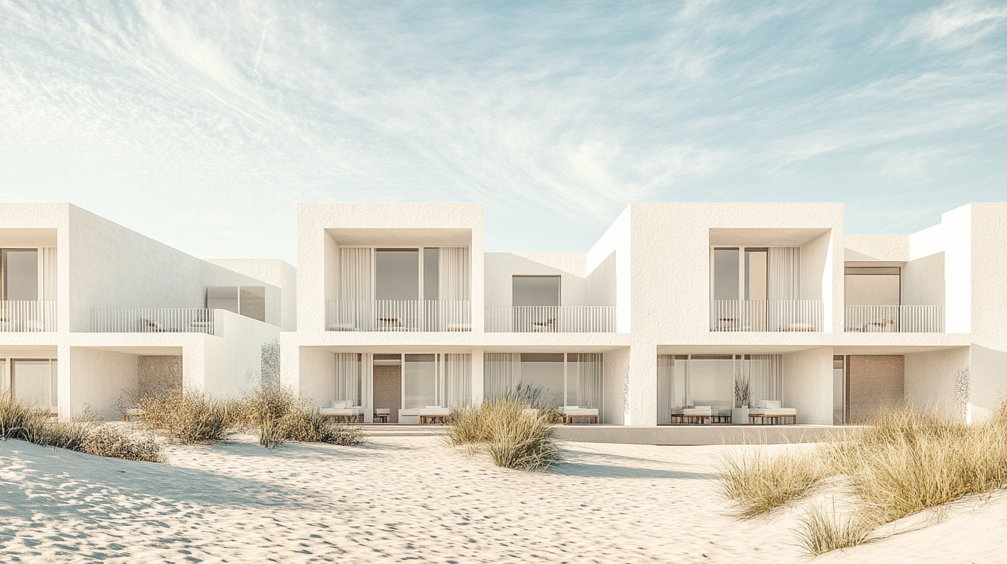 A modern white hotel series near the beach