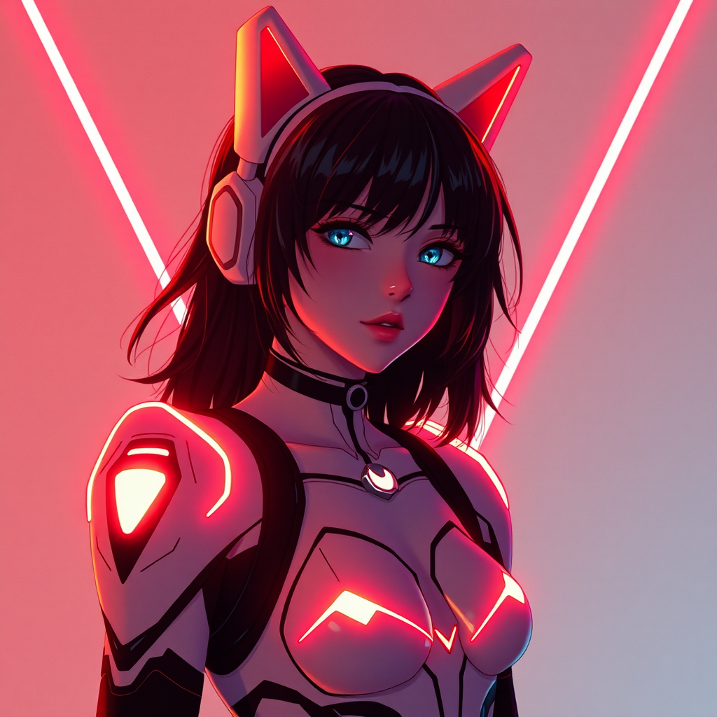 A neon image of Rei from Evangelion.