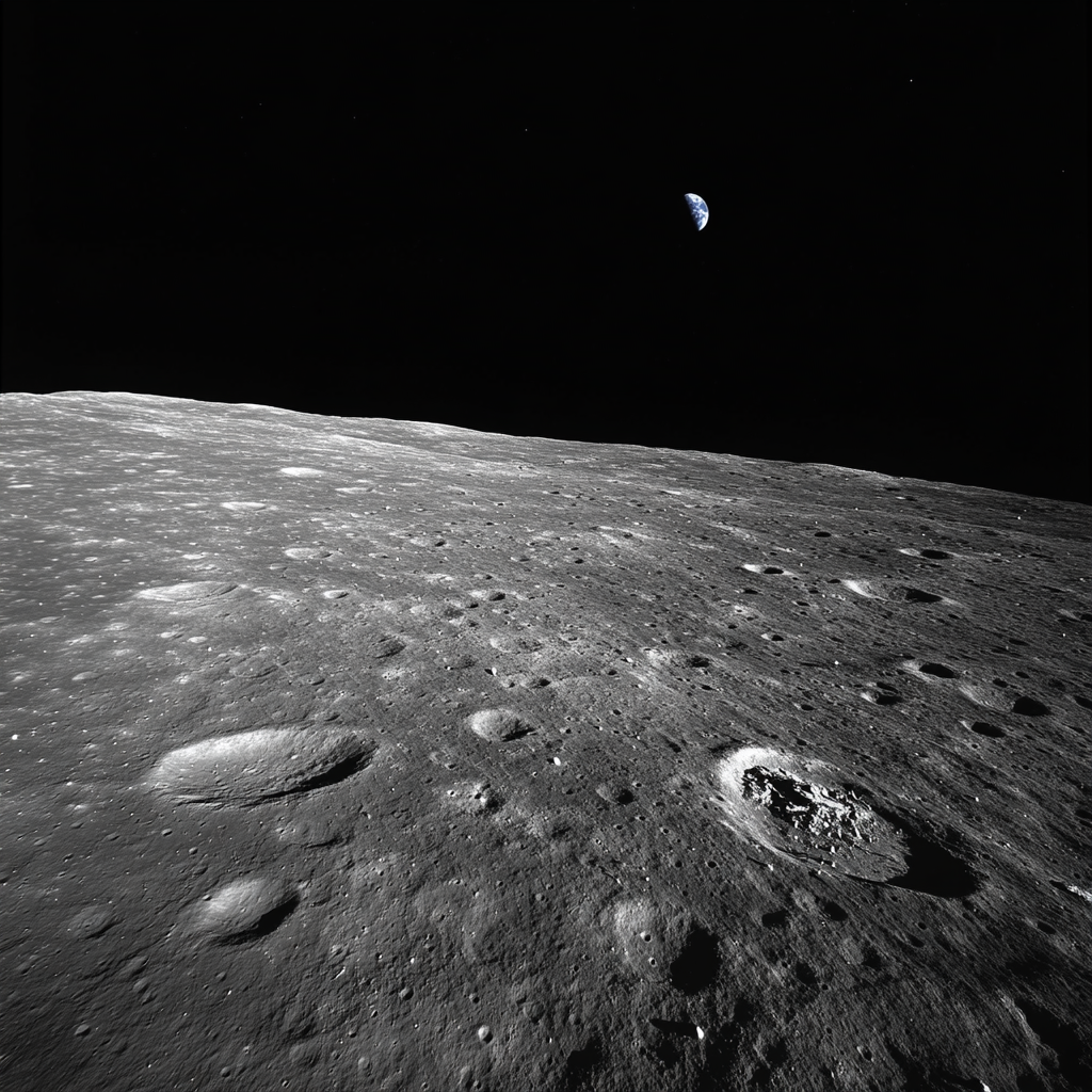 A photo of the moon with Earth nearby